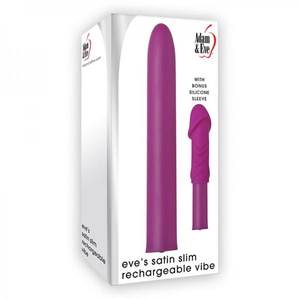 A&e Eve's Satin Slim Vibe Rechargeable Usb Cord Included Silicone Sleeve 10 Vibe Functions Waterproo - Secret Garden