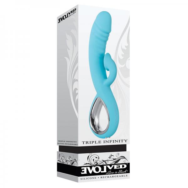 Triple Infinity Blue Rabbit Style Vibrator - Secret Garden