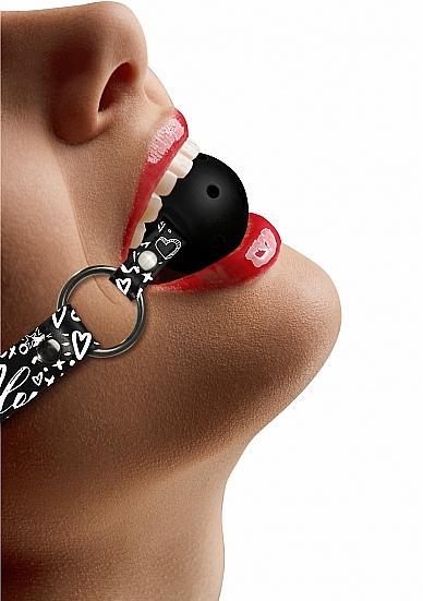 Breathable Ball Gag Love Street Art Fashion Black - Secret Garden