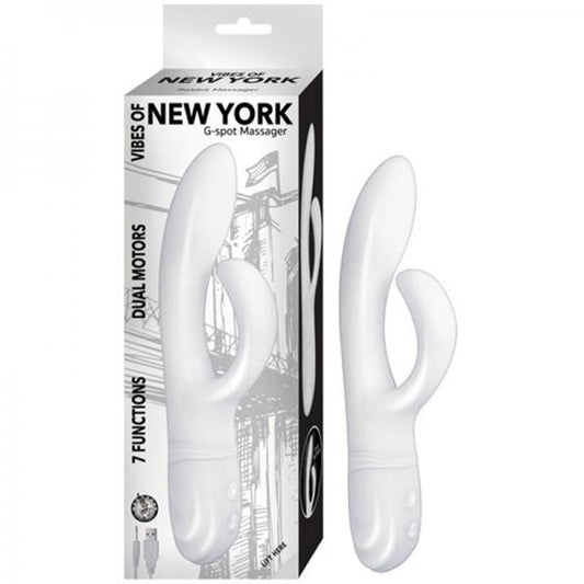 Vibes Of New York G-spot Massager Dual Motors 7 Function Rechargeable Silicone Waterproof White - Secret Garden