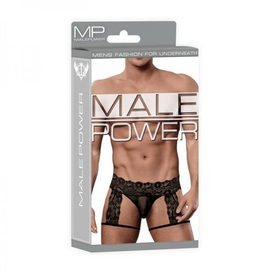 Male Power Scandal Lace Gstr Gart Shrt Blk L/xl - Secret Garden