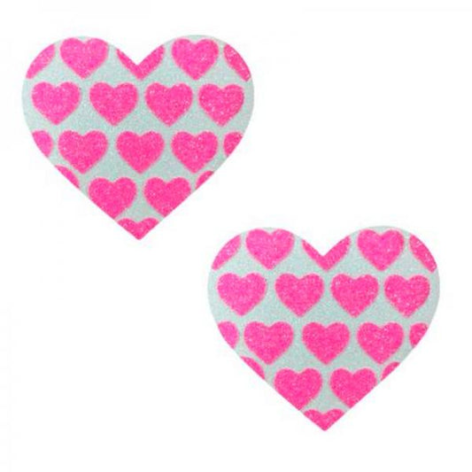 Neva Nude Pasty Hearts On Hearts Uv Neon Pink - Secret Garden