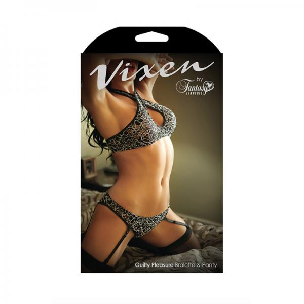 Vixen Guilty Pleasure Bralette & Panty Os Black - Secret Garden