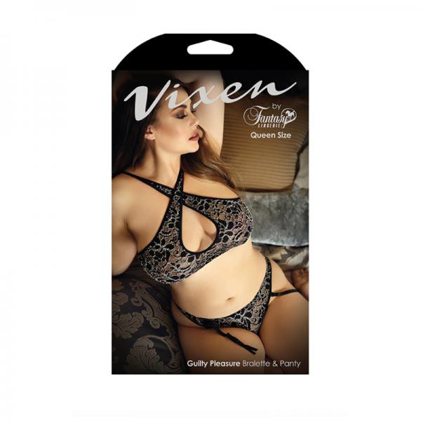 Vixen Guilty Pleasure Bralette & Panty L/xl Black - Secret Garden