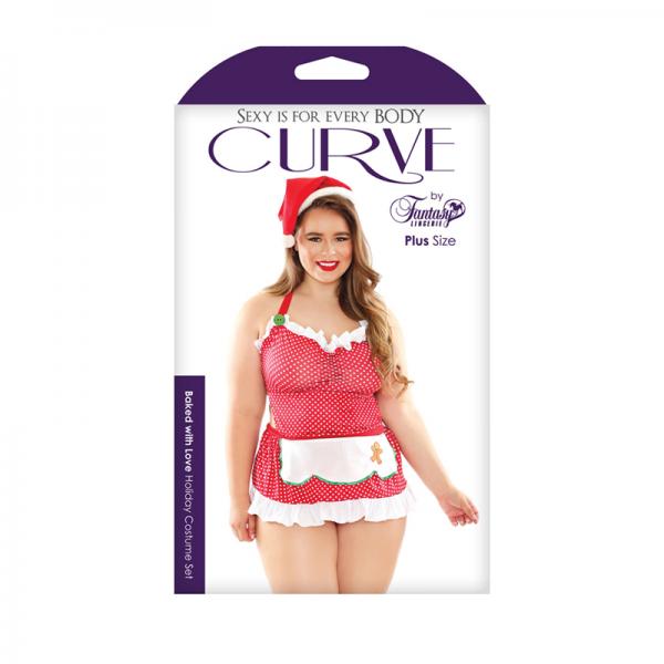 Santa's Helper Costume Set; Hat, Apron Back Dress, And Ruffled Panty - Secret Garden