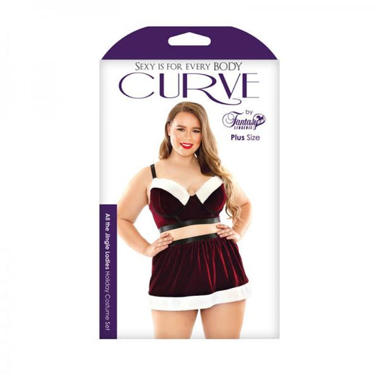 All The Jingle Ladies Costume Set; Long Line Bra, Garter Skirt, And Pant - Secret Garden