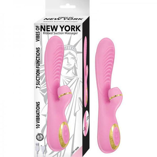 Vibes Of New York Ribbed Suction Massager Pink - Secret Garden