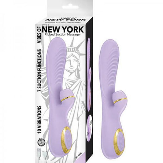 Vibes Of New York Ribbed Suction Massager Lavender - Secret Garden