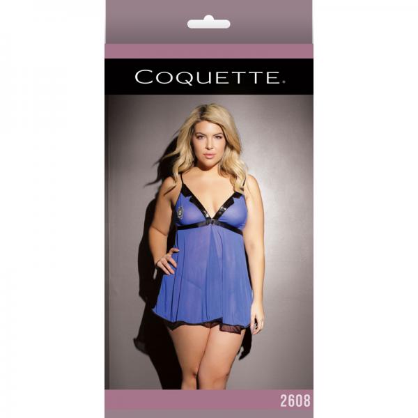 Babydoll & G-string Blue/black Xl - Secret Garden