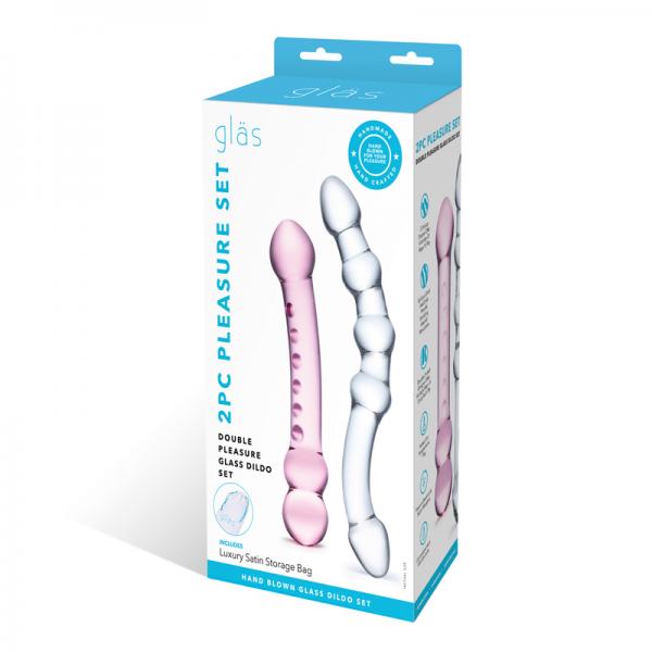 Double Pleasure Glas Dildo Set 2pc - Secret Garden