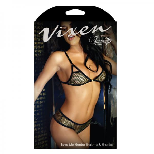 Vixen Love Me Harder Metallic Net Bralette & Shortie - Secret Garden