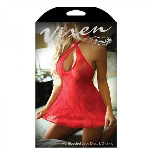 Vixen Hot Blooded Lace Dress & G-string O/S - Secret Garden