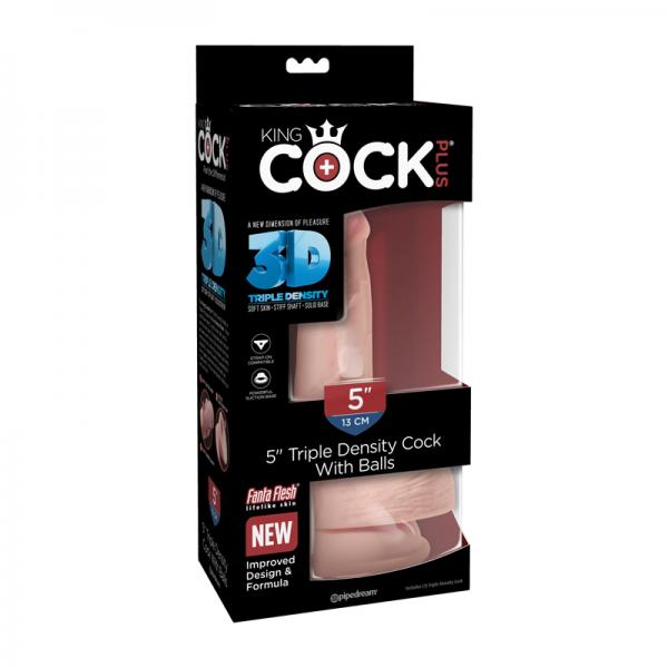 King Cock Triple Density 5 inches Dildo with Balls Beige