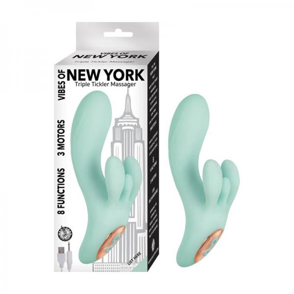 Vibes Of New York Triple Tickler Massager-aqua - Secret Garden