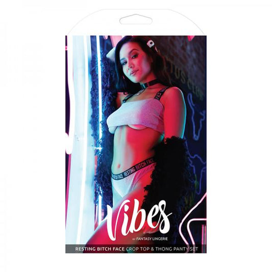 Vibes Resting Bitch Face Crop/pnty Set Gry S/m - Secret Garden