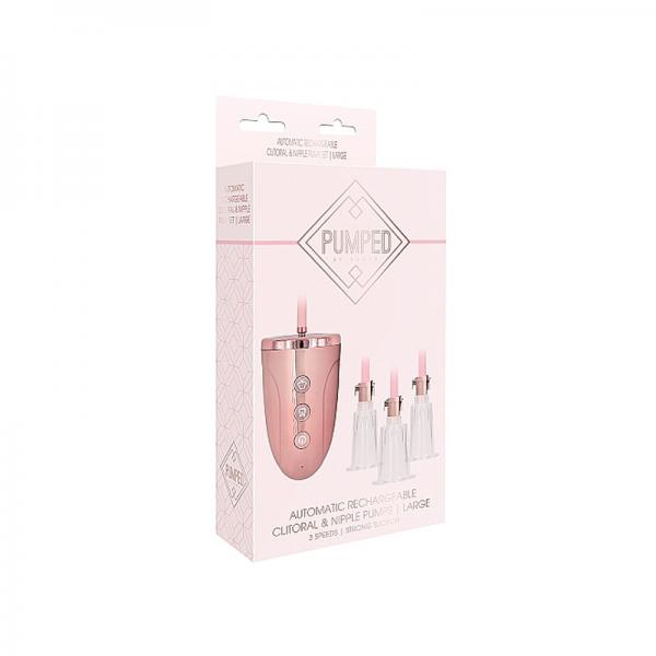 Automatic Rechargeable Clitoral & Nipple Pump Set - Large - Pink - Secret Garden