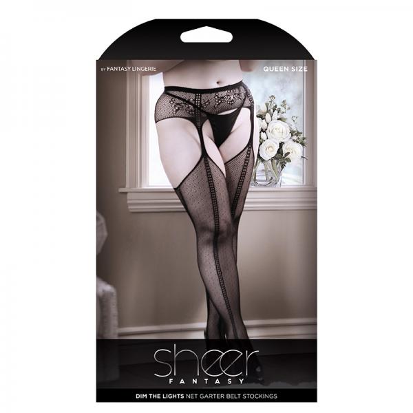 Dim The Lights Garter Belt With Attached Dot Faux Seam Stockings Queen - Secret Garden