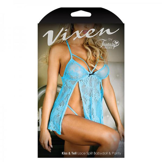 74964vixen Kiss & Tell Lace Split Babydoll & Panty One Size - Secret Garden