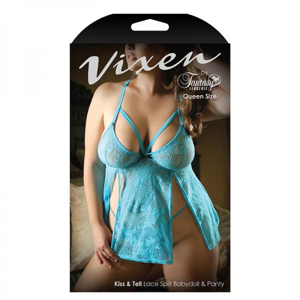 Vixen Kiss & Tell Lace Split Babydoll & Panty Queen - Secret Garden