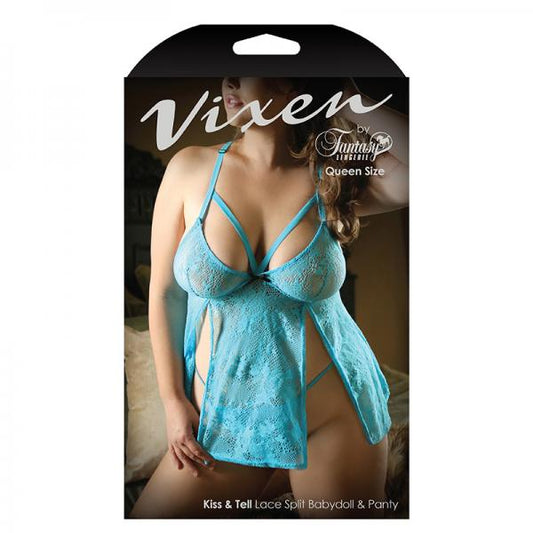 Vixen Kiss & Tell Lace Split Babydoll & Panty Queen - Secret Garden