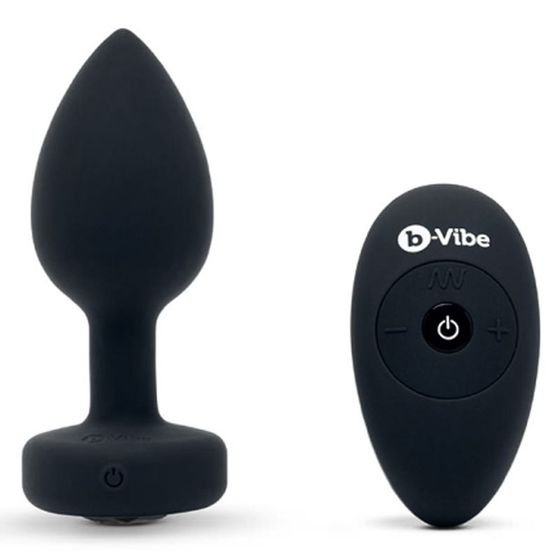 VIBRATING JEWEL PLUG | M/L | BLACK