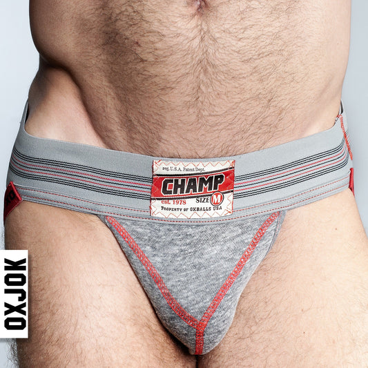 CHAMP, vintage sweatshirt jockstrap, GRAY HEATHER, LARGE