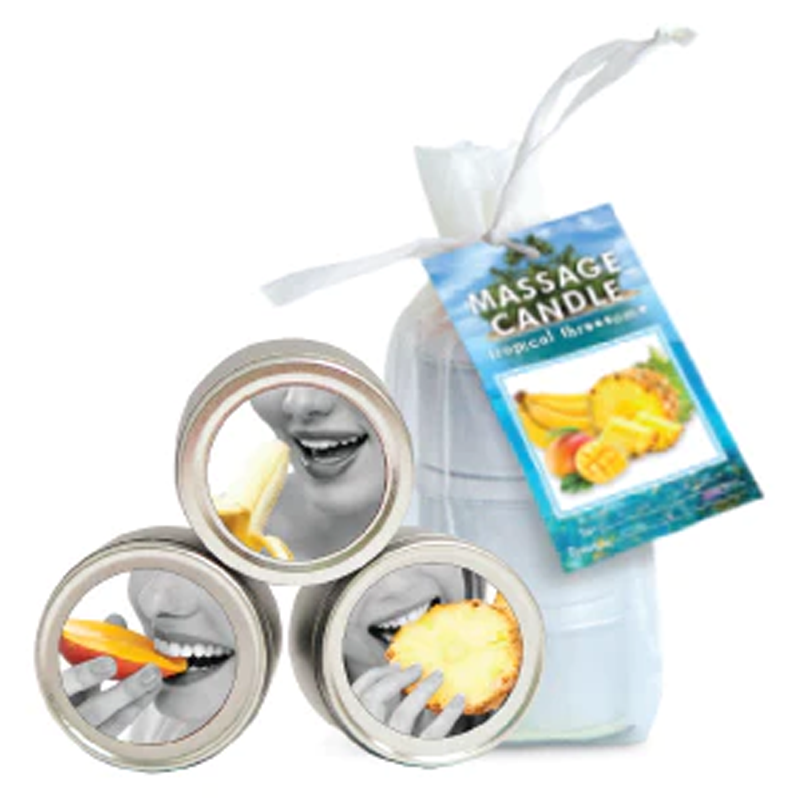 Edible Mini Candle Tropical Trio: 3 Mango, Pineapple, Banana 2 fl oz / 60 ml