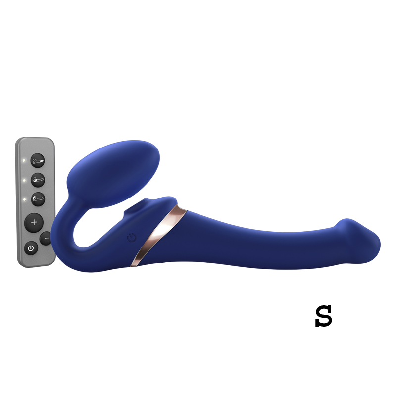 MULTI ORGASM BENDABLE STRAP-ON - S - NIGHT BLUE